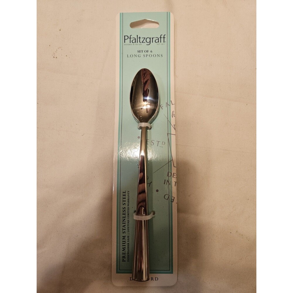 Brand New Pfaltzgraff DANFORD Set of 6 Long Spoons Premium Stainless Steel
